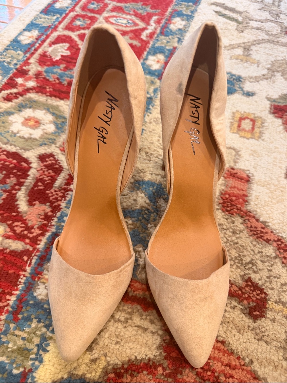 Nasty Gal Blush Suede Pointed D'Orsay Pumps